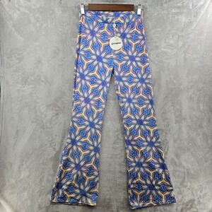 Gimaguas Women Small Vedado Trousers Blue Graffiti Psychedelic Flare Pants